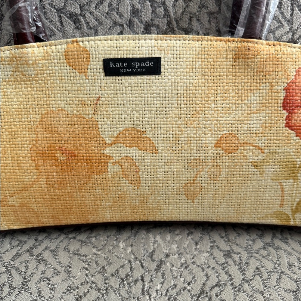 Kate Spade NewYork Vintage Floral Straw/Canvas Satchel - NEW Never Used - Picture 3 of 5